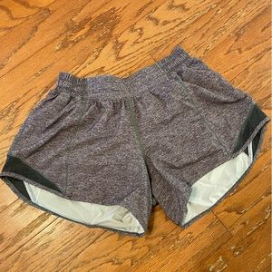 Gray/black lululemon hotty hot shorts size 6